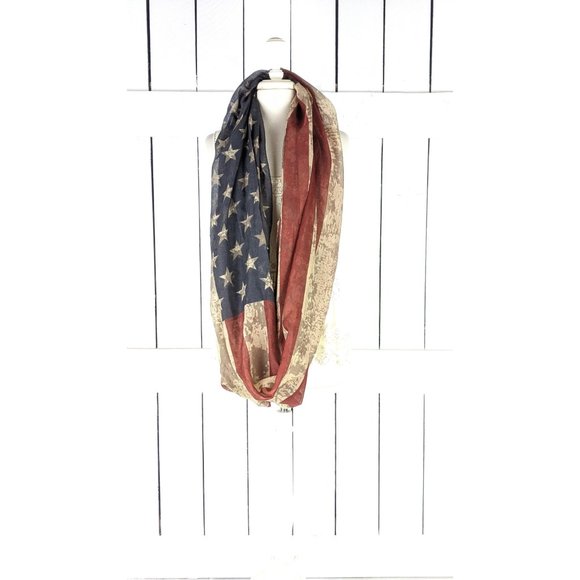 Accessories - Vintage style USA flag stars and stripes oversized patriotic infinity scarf